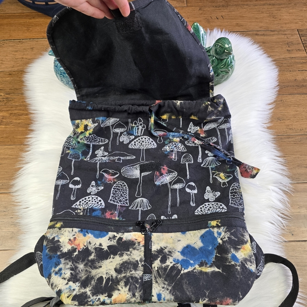 The Collection Royal Mushroom Tie Dye Hippie Boho Festival Backpack - Picture 12 of 13